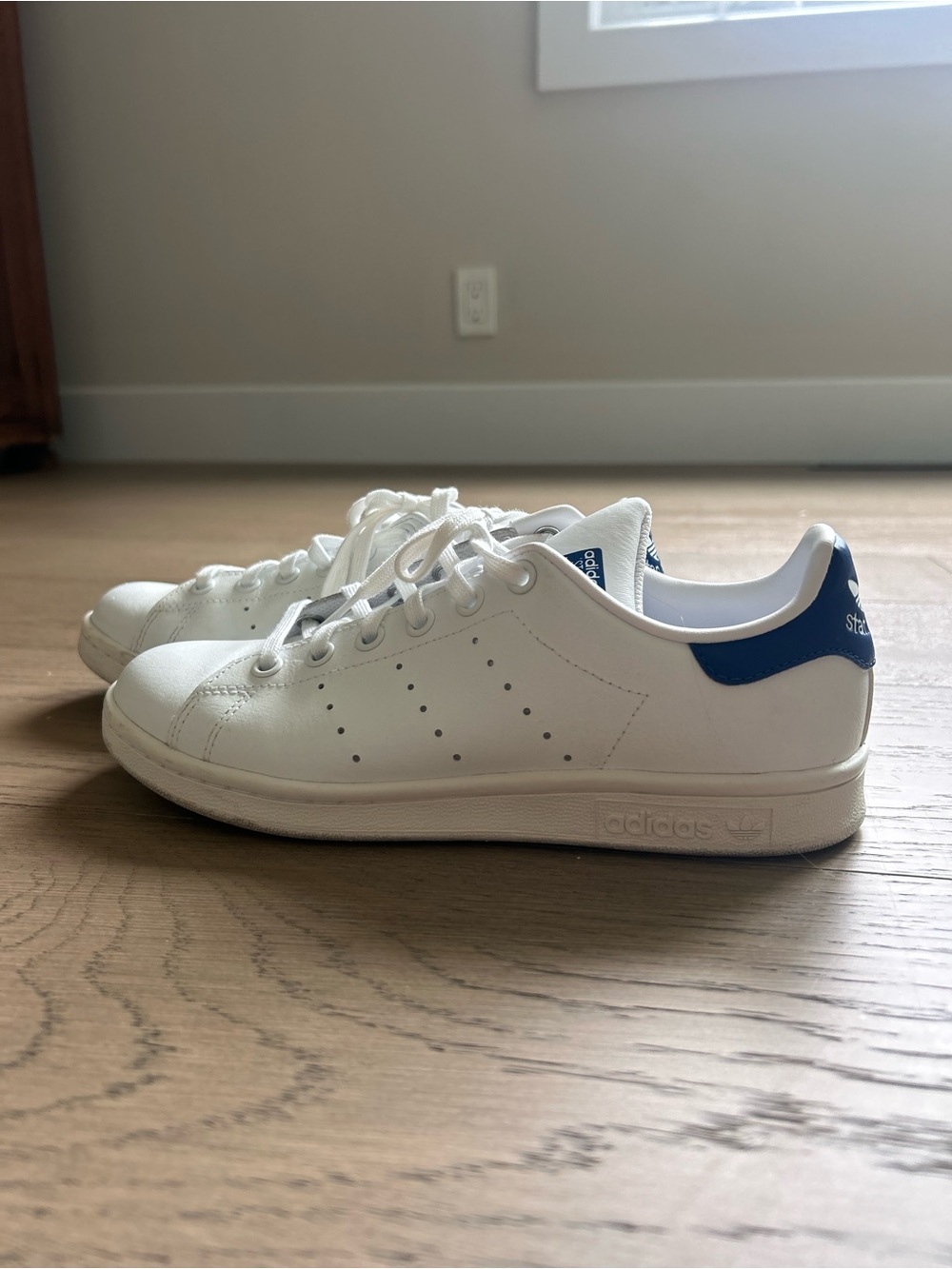 adidas White and Blue Leather Sneakers